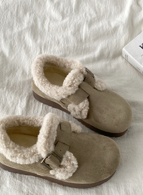 喜叔复古厚底加绒勃肯鞋全包毛毛鞋女外穿秋冬保暖棉鞋东北雪地靴