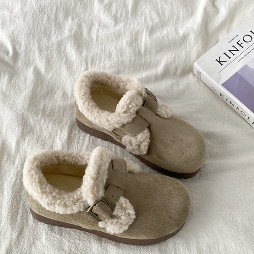 加绒勃肯鞋冬季棉鞋一脚蹬毛毛鞋