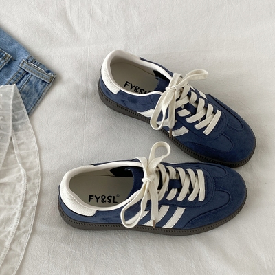 复古美式藏青色德训鞋阿甘运动鞋