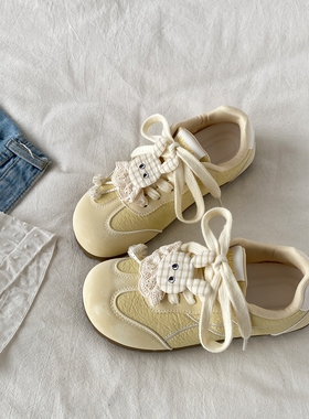 喜叔黄色可爱兔子德训鞋女2026春季新款平底阿甘板鞋运动休闲鞋子