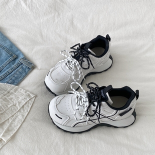 喜叔白色复古厚底老爹鞋女2025新款冬季加绒二棉运动鞋户外登山鞋