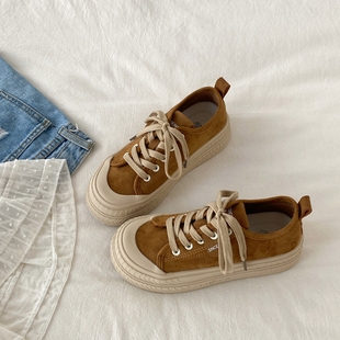 喜叔 复古美式休闲德训鞋女款美拉德棕色厚底板鞋港风百搭女鞋子