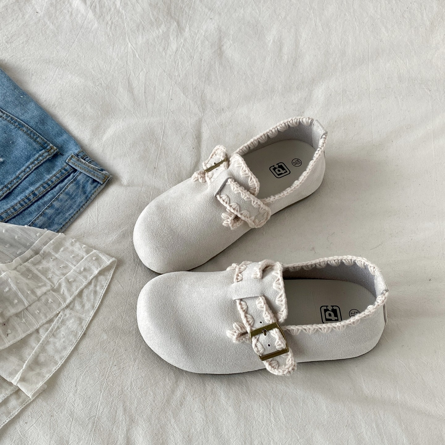 喜叔 白色平底全包勃肯鞋女2026春季新款穆勒鞋配裙子一脚蹬单鞋,女鞋,勃肯鞋/软木鞋,淘宝优惠券,粉丝福利购,淘宝优惠卷