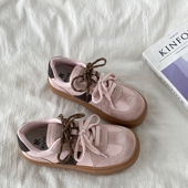 运动休闲鞋 喜叔 ins潮 新款 小众板鞋 丑萌粉色厚底德训鞋 女2025春季