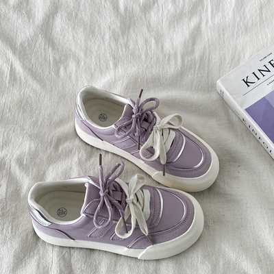 小众香芋紫德训板鞋厚底帆布鞋潮