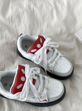 喜叔 一口苹果面包鞋女款原创小众hic百搭小白鞋厚底休闲运动板鞋