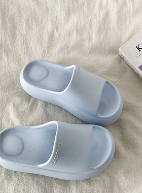 喜叔 ins超火蓝色厚底一字拖鞋女外穿2025夏季新款增高防滑凉拖鞋