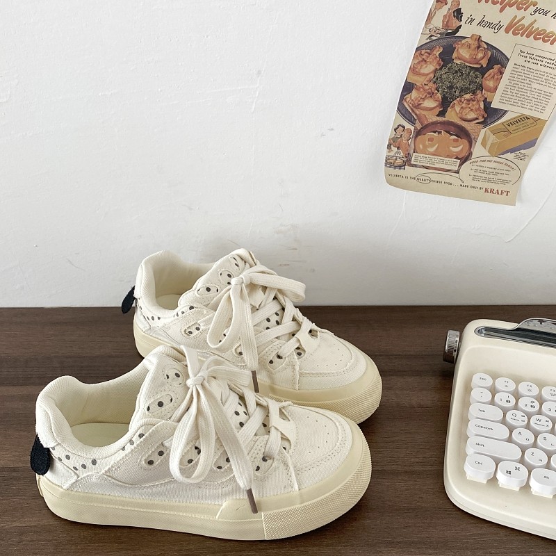 喜叔可爱小狗厚底小白鞋女2025新款爆款小众面包鞋休闲帆布板鞋潮,女鞋,休闲板鞋,淘宝优惠券,粉丝福利购,淘宝优惠卷
