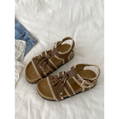 厚底沙滩鞋 喜叔 夏季 外穿配裙子勃肯凉拖鞋 绝美流苏罗马凉鞋 女款