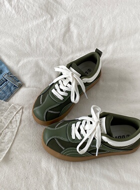 喜叔复古绿色小众德训鞋女2026新款春季百搭阿甘鞋休闲运动板鞋潮