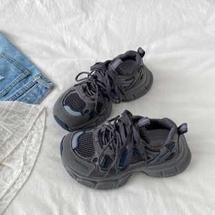 ins潮轻便跑鞋 喜叔 显脚小增高休闲运动鞋 女款 港风复古厚底老爹鞋