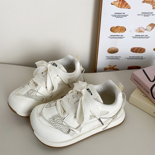 小众百搭阿甘板鞋 喜叔奶白大头丑萌运动鞋 透气厚底德训鞋 夏季 女款