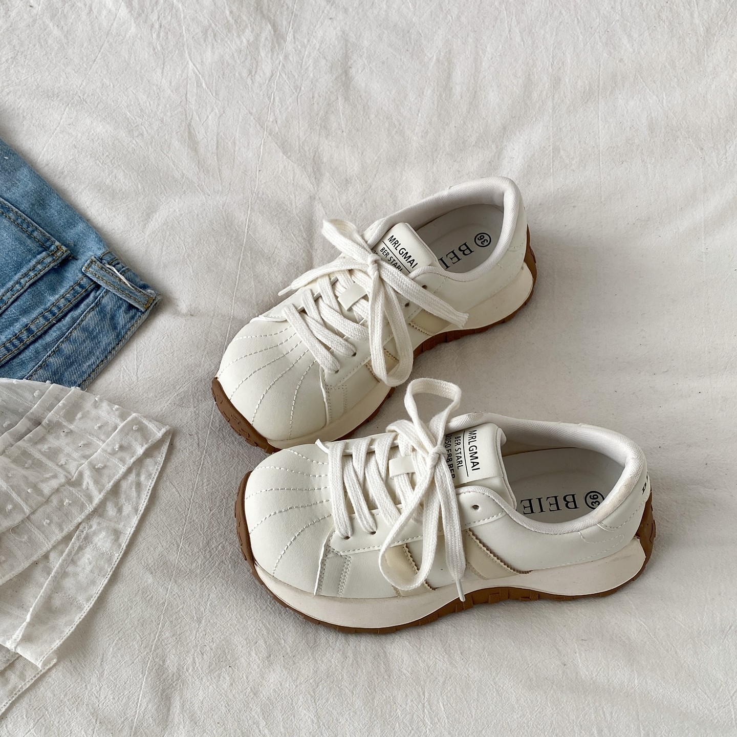 喜叔丑萌大头德训鞋女2026新款春季百搭厚底小白鞋复古休闲运动鞋,女鞋,德训鞋,淘宝优惠券,粉丝福利购,淘宝优惠卷