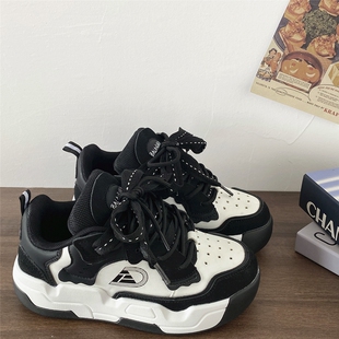 复古休闲运动鞋 喜叔 爆款 男女ins潮流百搭提耳面包鞋 增高厚底板鞋