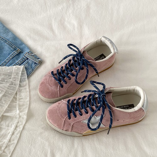 韩系粉色平底星星鞋复古休闲板鞋