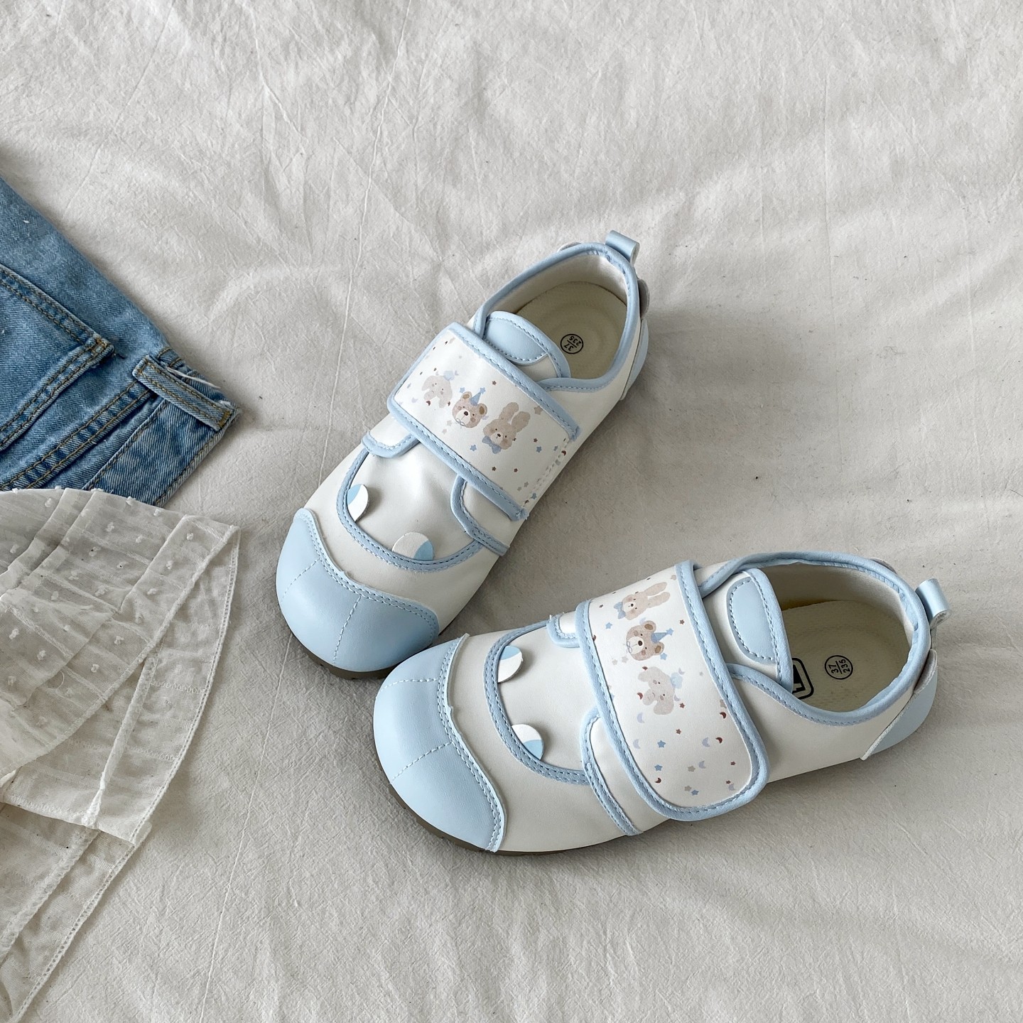 喜叔可爱baby蓝魔术贴板鞋女2026春季新款平底小白鞋丑萌休闲单鞋,女鞋,休闲板鞋,淘宝优惠券,粉丝福利购,淘宝优惠卷
