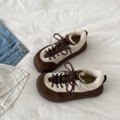 喜叔复古小众毛毛棉鞋 丑萌面包鞋 女冬2025新款 保暖加绒运动休闲鞋