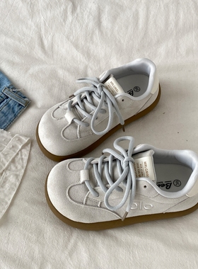 喜叔 灰色丑萌大头板鞋女2025秋冬新款小众德训鞋复古休闲运动鞋
