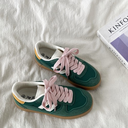 复古绿色德训鞋美式高街厚底板鞋