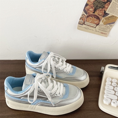 冰川蓝网面板鞋女小众不撞款鞋子
