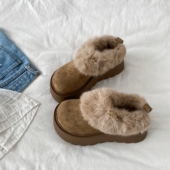 喜叔复古厚底毛毛勃肯拖鞋 雪地靴 外穿保暖防滑棉鞋 女2025新款 冬季