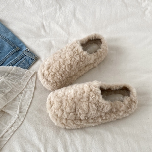 喜叔 羊羔毛厚底包头毛毛拖鞋女2025新款秋冬外穿保暖防滑棉拖鞋