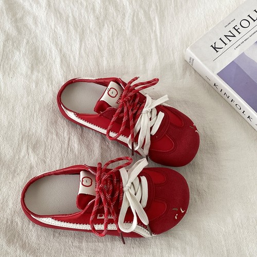 无后跟红苹果德训鞋一脚蹬半拖鞋