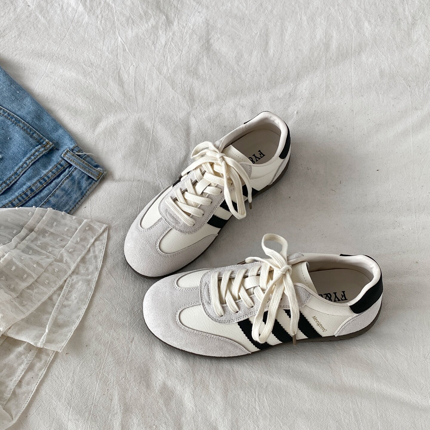 喜叔韩版德训鞋女2026春季新款复古软底阿甘鞋百搭休闲运动小白鞋