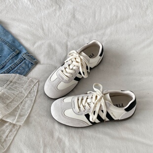 百搭休闲运动小白鞋 喜叔韩版 复古软底阿甘鞋 新款 德训鞋 女2026春季