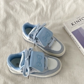 子厚底小白鞋 喜叔爆款 新款 小众chic鞋 蓝色网面透气板鞋 女2025夏季