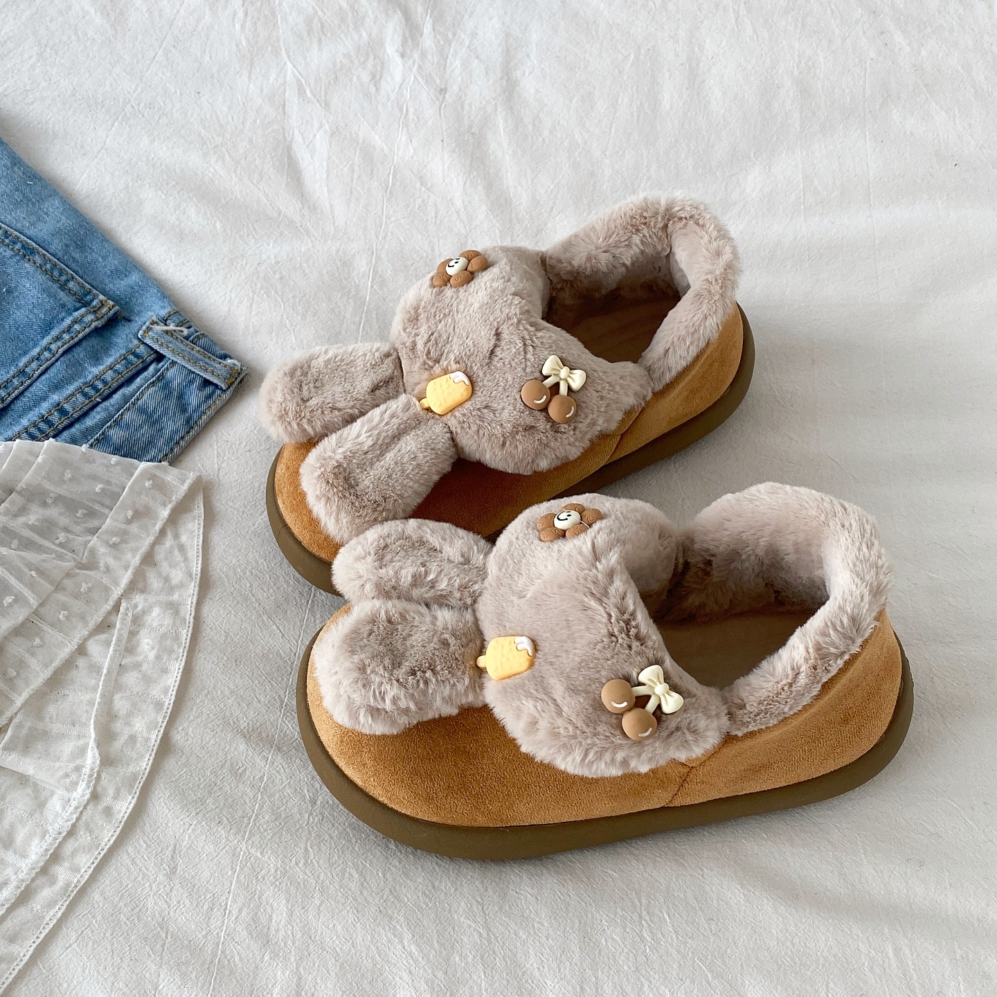 喜叔 丑萌兔耳可爱短筒雪地靴女2025新款冬季保暖加绒棉鞋毛毛鞋,女鞋,时尚雪地靴,淘宝优惠券,粉丝福利购,淘宝优惠卷