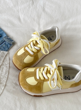 喜叔丑萌大头黄色阿甘德训鞋女2025新款秋季厚底休闲运动鞋板鞋子