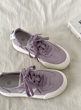 喜叔 小众紫色芭蕾德训鞋女2025夏季新款帆布鞋薄款透气休闲板鞋