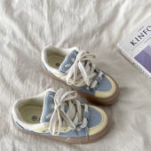 子休闲运动鞋 喜叔 女款 秋冬chic小众撞色板鞋 美式 复古厚底面包鞋