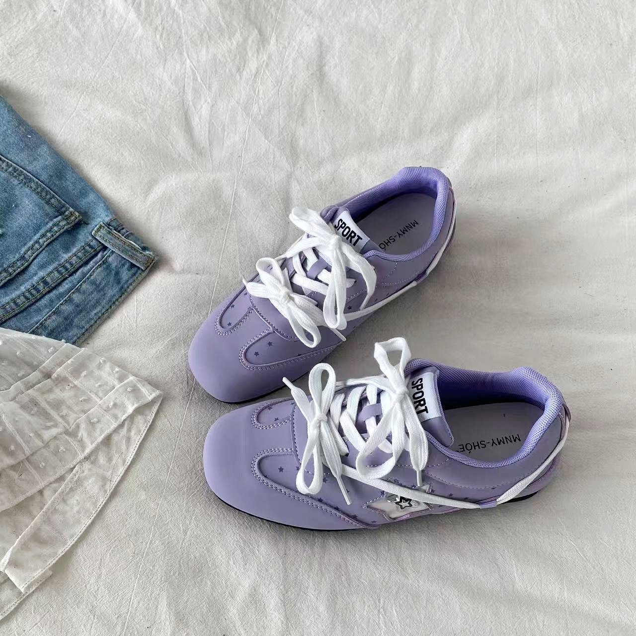喜叔小众香芋紫星星德训鞋女2026春季新款平底阿甘鞋运动休闲鞋潮,女鞋,德训鞋,淘宝优惠券,粉丝福利购,淘宝优惠卷