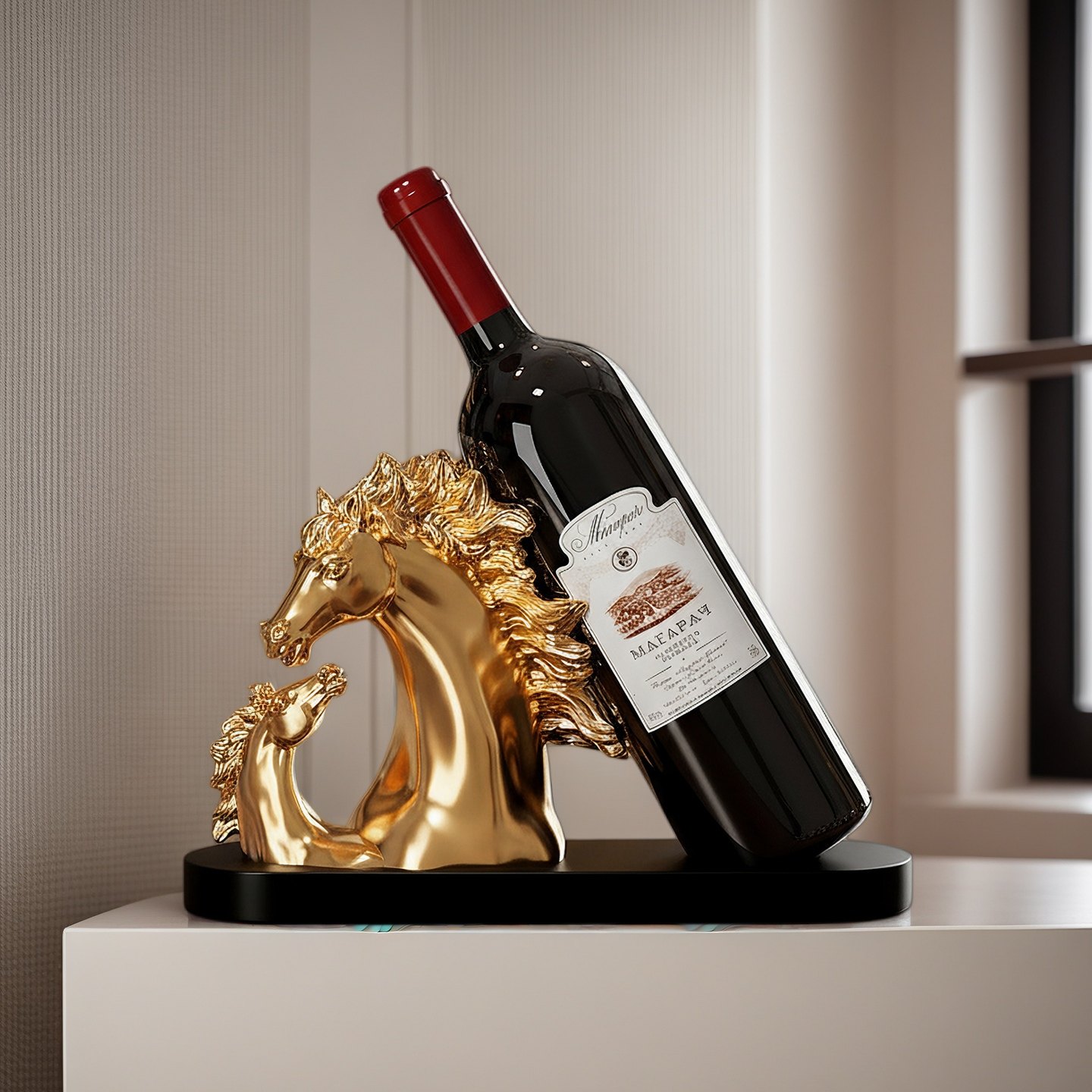 美式创意马头红酒架子葡萄酒架装饰品客厅酒柜玄关摆件工艺品摆设