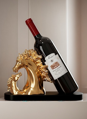 美式创意马头红酒架客厅摆件