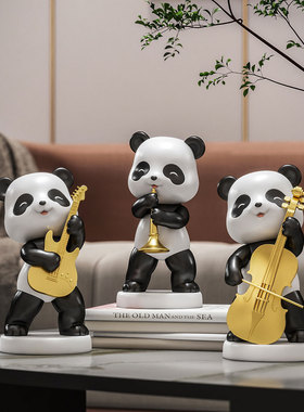 创意熊猫儿童房卧室家居装饰品酒柜玄关电视柜摆件办公室桌面摆设