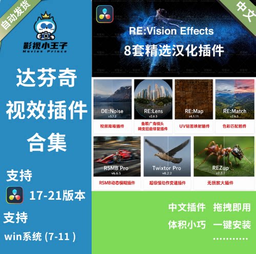 达芬奇视觉特效中文插件合集REVisionFX Effections Plus支持win