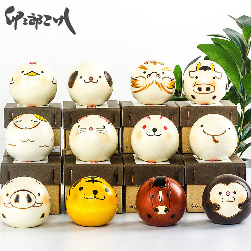 日本制卯三郎木制 十二生肖动物手工摆件家居装饰品生日礼品 现货