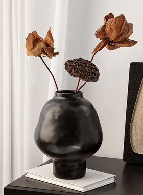 SHPIN BHM法式陶瓷花瓶玄关水培插花中古风家居开运大肚福罐花器