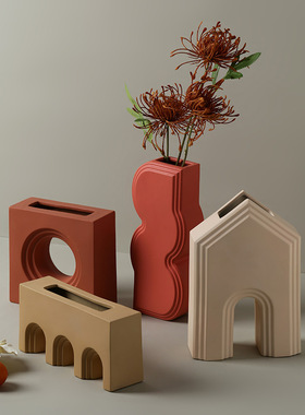 SHPIN BHM几何建筑花瓶摆件客厅插花简约家居样板房装饰品花瓶