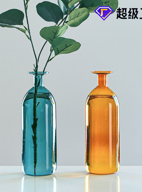 SHPIN MX彩色玻璃花创意ins桌面摆件家居装饰水培花器香薰瓶