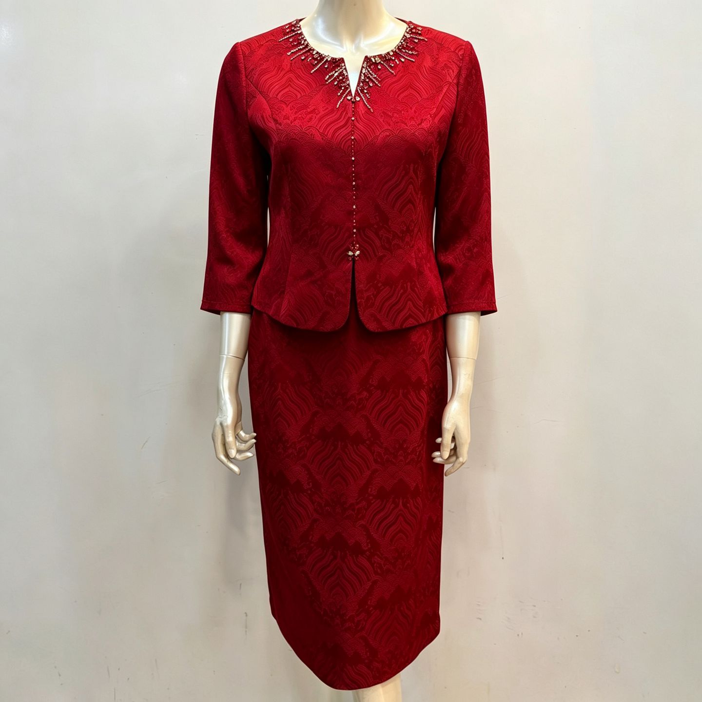 轻奢喜妈妈婚宴装两件套装礼服醋酸连衣裙高贵气质喜婆婆敬酒晚装