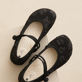 2025日常柔软布鞋 素雅棉麻提花复古风休闲单鞋 女平底新中式 绣花鞋