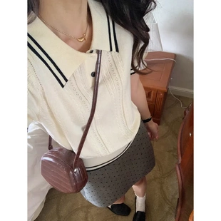 撞色学院风POLO领短袖 3th Morning 早春新款 ZY2629 针织衫