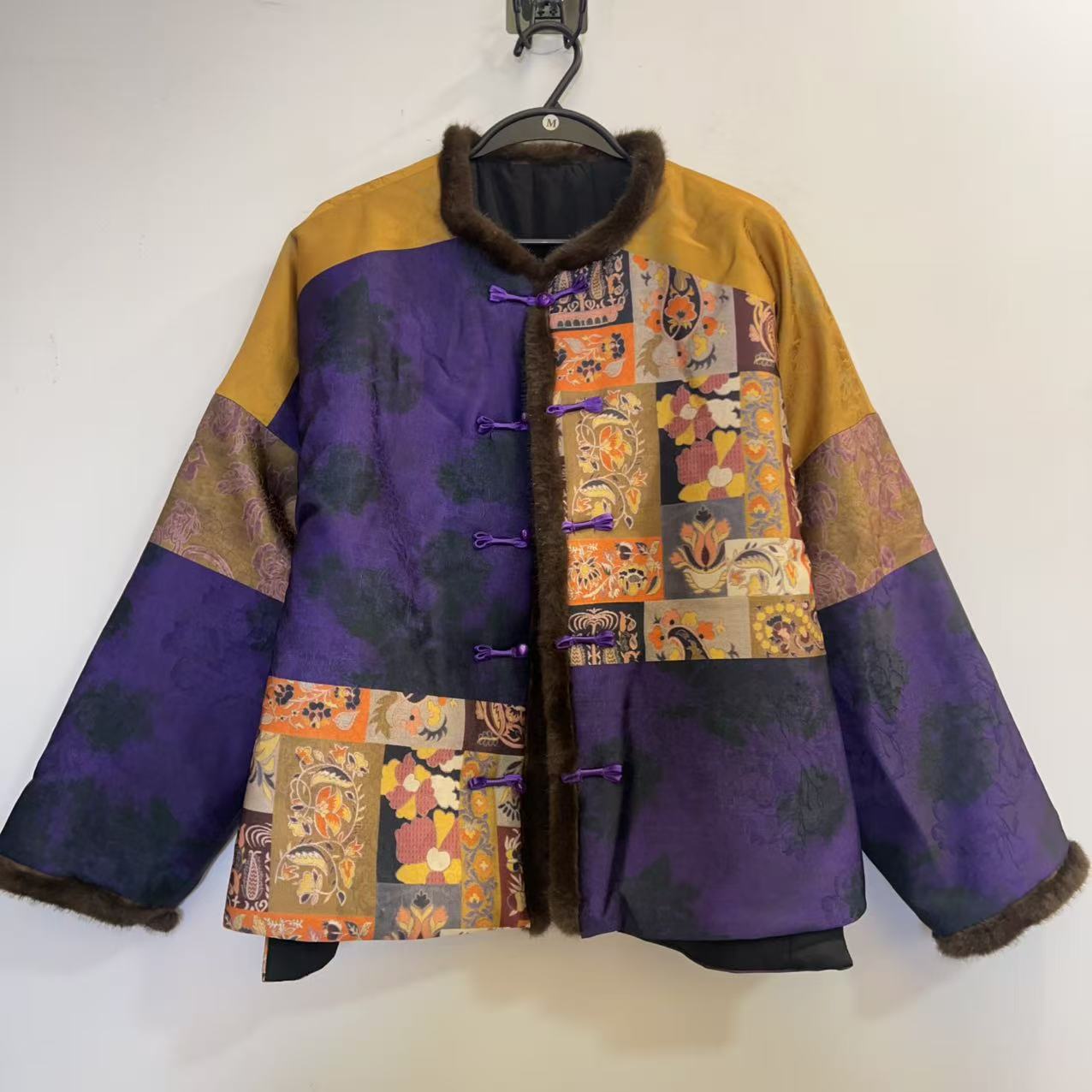 显瘦高级感夹棉加厚拼接毛毛外套