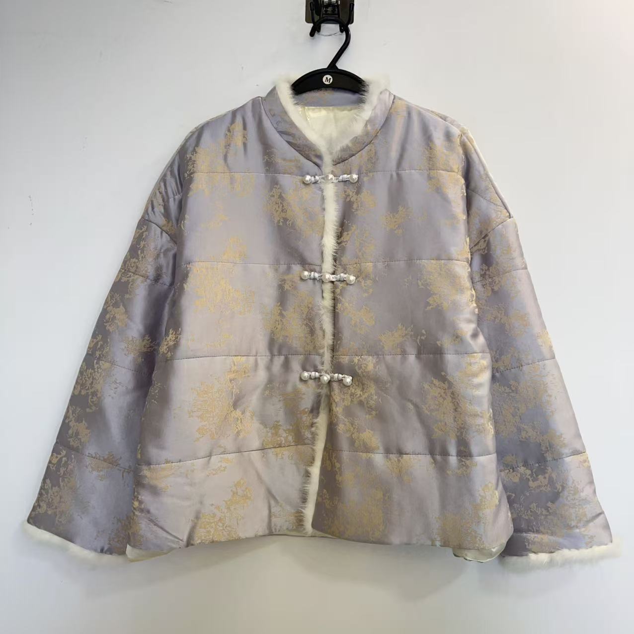 显瘦高级感夹棉加厚提花外套上衣