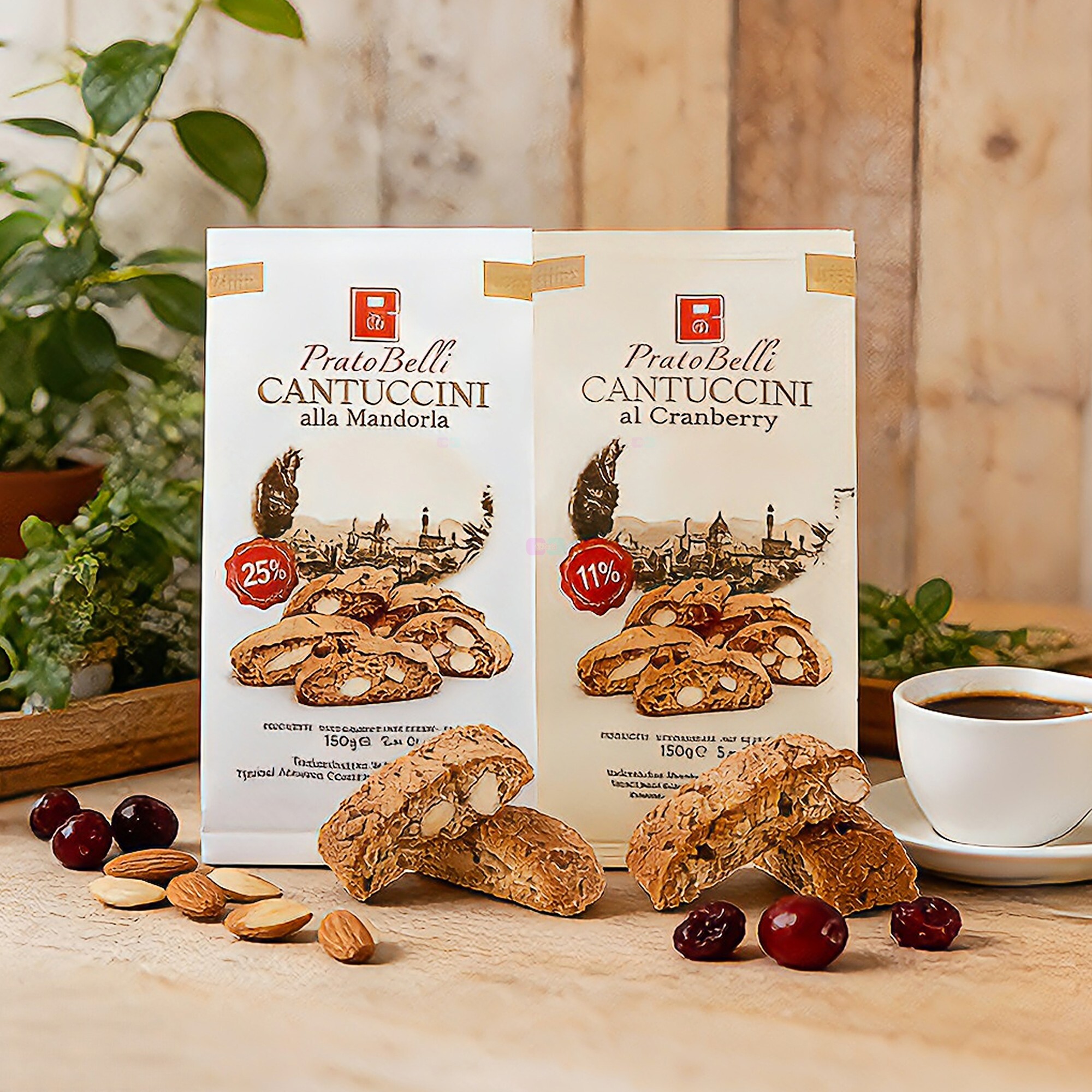 意大利原装进口零食PrataBelli蔓越莓扁桃仁黄油脆饼干小袋装150g