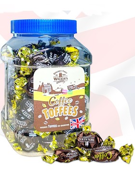 英国原装进口糖果零食软糖咖啡糖walkers沃尔克斯太妃糖桶装580g